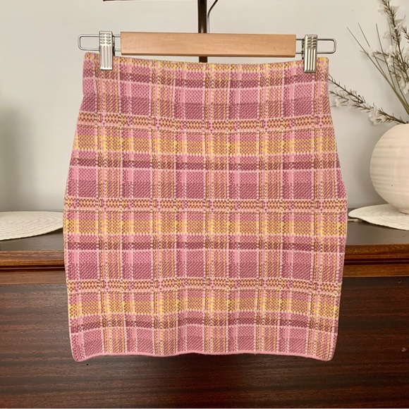 Ronny Kobo Rolana Plaid Knit Mini Skirt, Size XS - Picture 5 of 9
